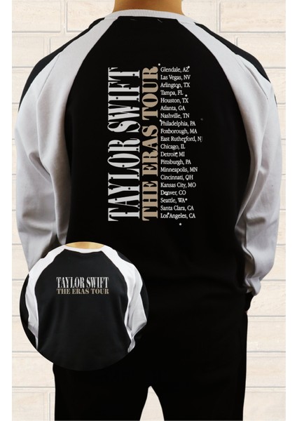 Unisex Oversize Taylor Swift The Eras Tour Sırt Baskılı Kapüşonsuz Bisikliet Yaka Sweatshirt