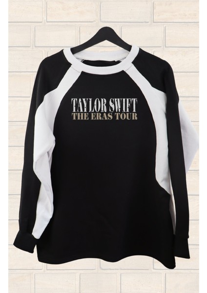 Unisex Oversize Taylor Swift The Eras Tour Sırt Baskılı Kapüşonsuz Bisikliet Yaka Sweatshirt