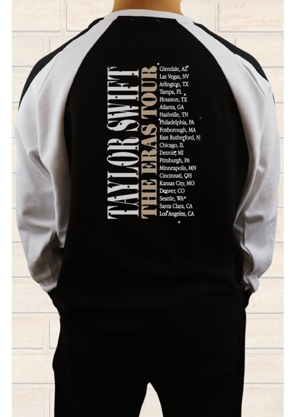 Unisex Oversize Taylor Swift The Eras Tour Sırt Baskılı Kapüşonsuz Bisikliet Yaka Sweatshirt