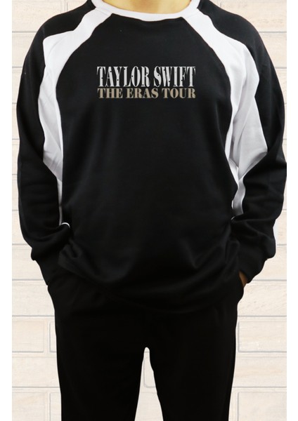 Unisex Oversize Taylor Swift The Eras Tour Sırt Baskılı Kapüşonsuz Bisikliet Yaka Sweatshirt