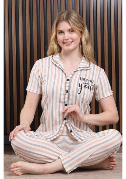 Fransız Yaka Kadın Pijama Takımı Pamuklu
