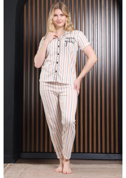Fransız Yaka Kadın Pijama Takımı Pamuklu