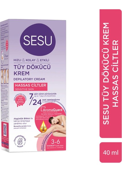 Hassas Ciltler Tüy Dökücü Krem 40 ml x 6 adet