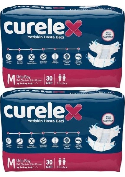 Hasta Bezi Yetişkin Bel Bantlı Tekstil Yüzey M-Orta Boy 60 Adet Tekli Pk (2pk*30)