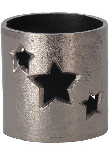 422064 "lugaıt" Nikel Mat, Siyah Metal Dekoratif Mumluk 10 cm Yüksekliğinde