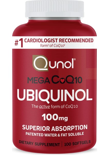 Mega Ubiquinol 100 mg COQ10 - Superior Absorption - Coenzyme Q10 - Antioxidant 100 Softgels