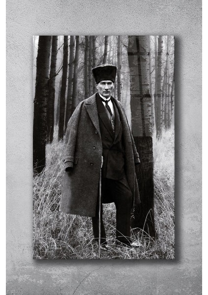 Atatürk Siyah Beyaz Cam Tablo, Ev Ofis Duvar Dekoru, Büyük Tablo Dekor