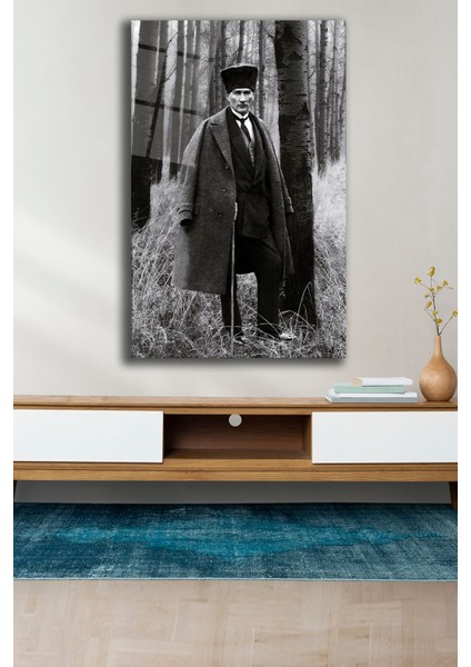 Atatürk Siyah Beyaz Cam Tablo, Ev Ofis Duvar Dekoru, Büyük Tablo Dekor fiyatları