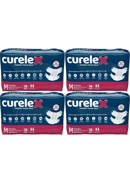 Hasta Bezi Yetişkin Bel Bantlı Tekstil Yüzey M-Orta Boy 120 Adet Tekli Pk (4pk*30)