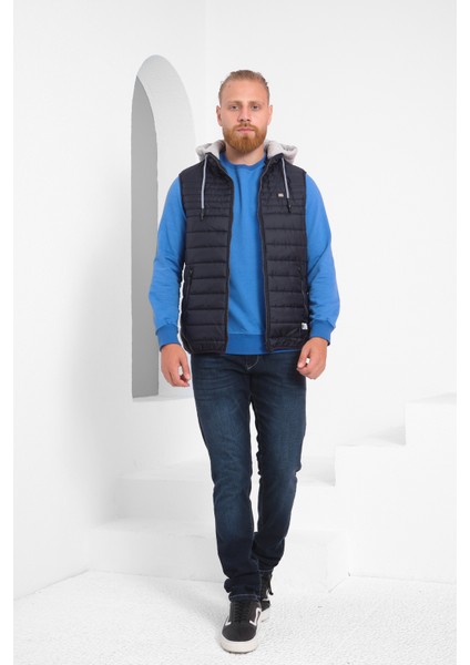 Erkek Antrasit Çıkarılabilir Kapüşonlu Penye Astarlı Şişme Yelek fırsatları