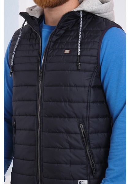 Erkek Antrasit Çıkarılabilir Kapüşonlu Penye Astarlı Şişme Yelek indirimleri