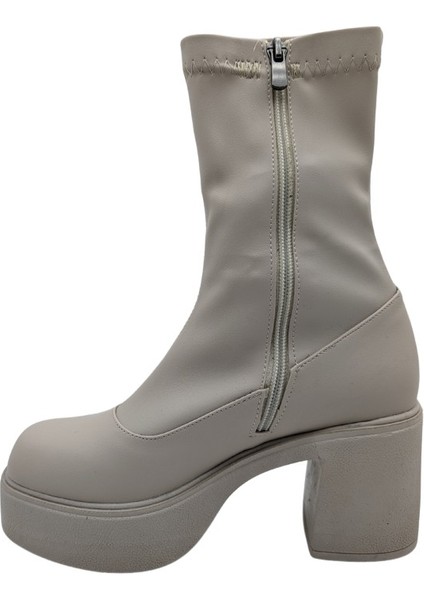 Rovalia Kadın Platform Topuklu Streç Bot Krem 36 fiyatları