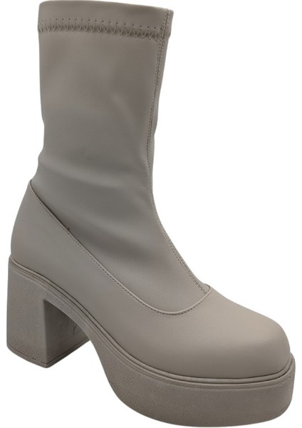 Rovalia Kadın Platform Topuklu Streç Bot Krem 36 modelleri