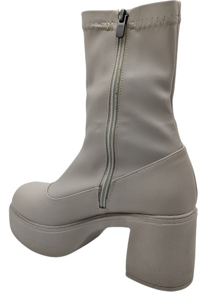 Rovalia Kadın Platform Topuklu Streç Bot Krem 36 fırsatları