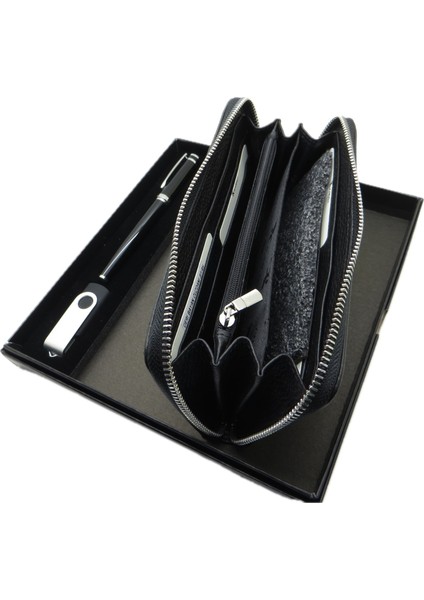 Kişiye Özel Deri Portföy Cüzdan (Telefon Bölmeli) Usb Bellek Ve Kalem Seti | Pierre Cardin Kalem + Deri & El Işciliği Cüzdan Seti | Isme Özel Hediyelik Set fiyatları