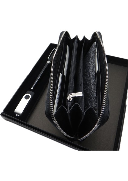 Kişiye Özel Deri Portföy Cüzdan (Telefon Bölmeli) Usb Bellek Ve Kalem Seti | Pierre Cardin Kalem + Deri & El Işciliği Cüzdan Seti | Isme Özel Hediyelik Set modelleri