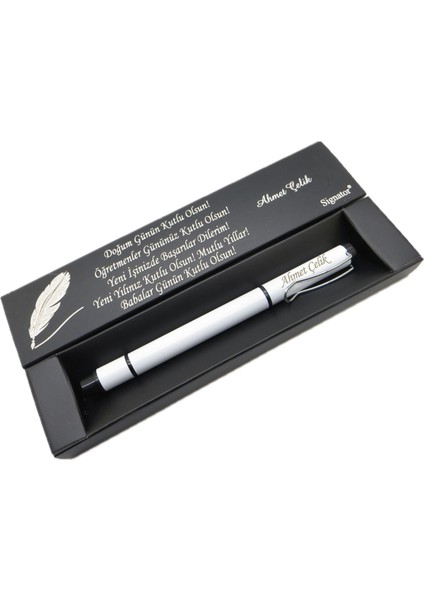 ® C589 Beyaz Roller Kalem | Isme Özel Kalem | Hediyelik Kalem