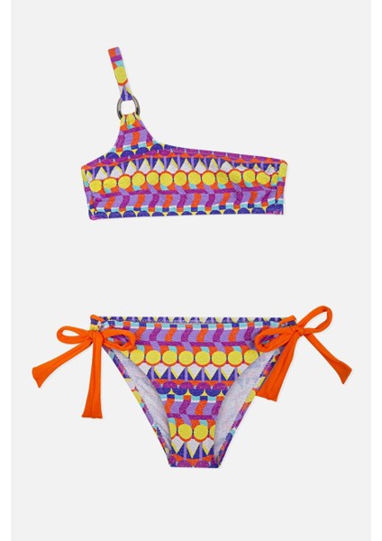 4907 Turuncu Tek Omuz Kız Çocuk Bikini Takımı