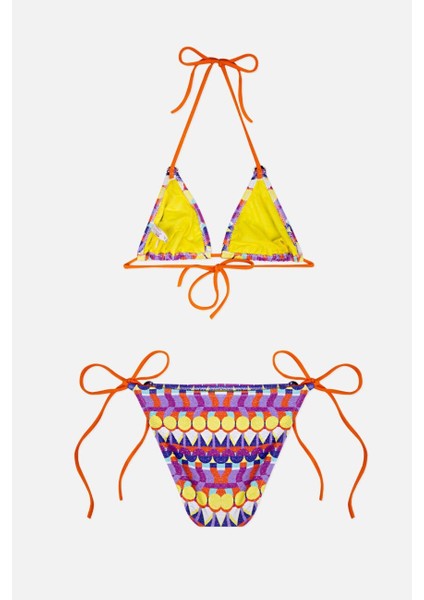 4908 Mor Desenli Kız Çocuk Bikini Takımı fiyatları