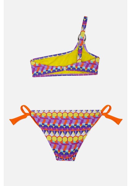 4907 Turuncu Tek Omuz Kız Çocuk Bikini Takımı