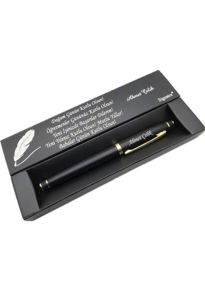 ® C558 Siyah Altın Roller Kalem | Isme Özel Kalem | Hediyelik Kalem