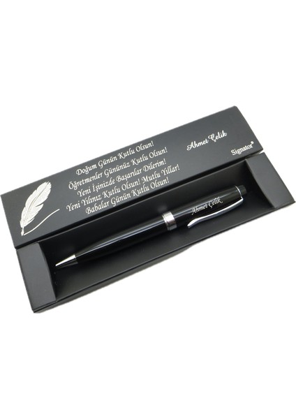® C532 Siyah Krom Tükenmez Kalem | Isme Özel Kalem | Hediyelik Kalem