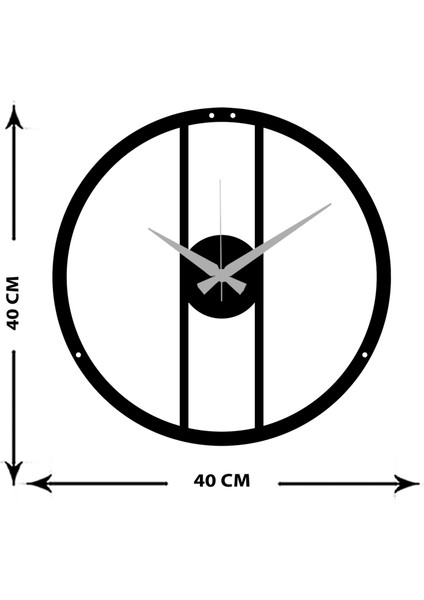 Modern Art Metal Saat -Ev Dekorasyon - 40 X 40 - Cm - Siyah - Clock-054