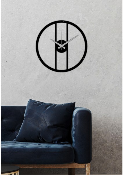 Modern Art Metal Saat -Ev Dekorasyon - 40 X 40 - Cm - Siyah - Clock-054