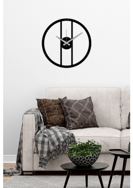 Modern Art Metal Saat -Ev Dekorasyon - 40 X 40 - Cm - Siyah - Clock-054