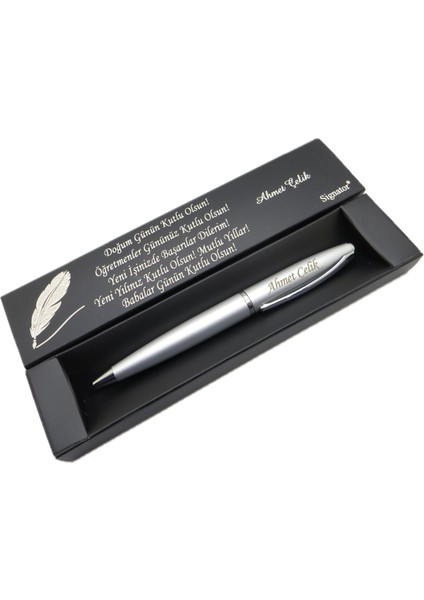 ® C411 Mat Krom Tükenmez Kalem | Isme Özel Kalem | Hediyelik Kalem