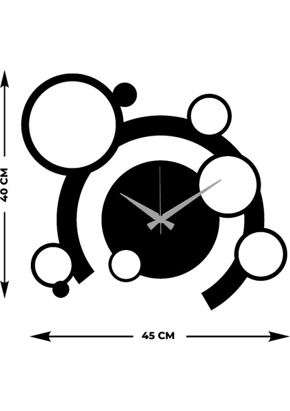 Modern Art Metal Duvar Saati -Ev Dekorasyon - 45 X 40 - Cm - Siyah - Clock-182