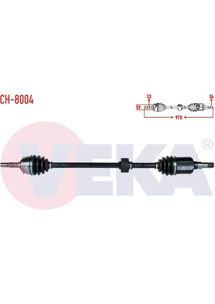 Komple Aks Sag Ön Chevrolet Cruze (J300) 1.6 M-T Uzunluk 970MM 2009-2014