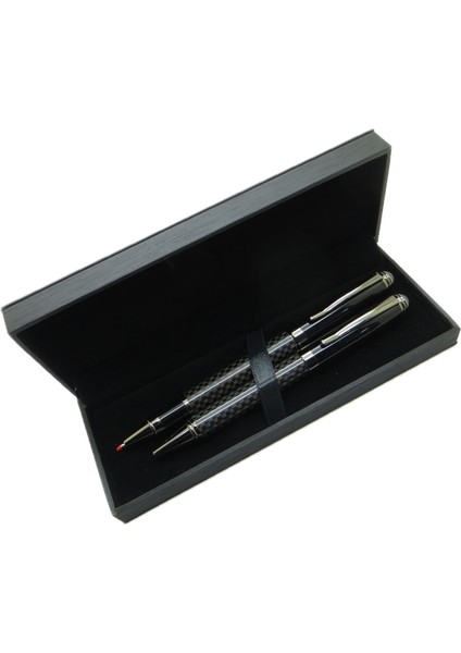 ® M470 Karbon Titanyum Kalem Seti - Roller Kalem + Tükenmez Kalem | Isme Özel Kalem | Hediyelik Kalem