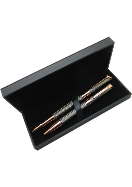 ® M430 Titanyum Balıksırtı Rose Gold Kalem Seti - Roller Kalem + Tükenmez Kalem | Isme Özel Kalem | Hediyelik Kalem