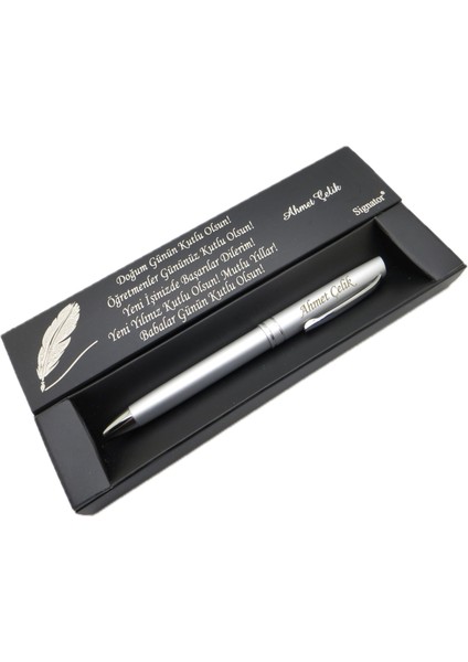® C413 Mat Krom Tükenmez Kalem | Isme Özel Kalem | Hediyelik Kalem