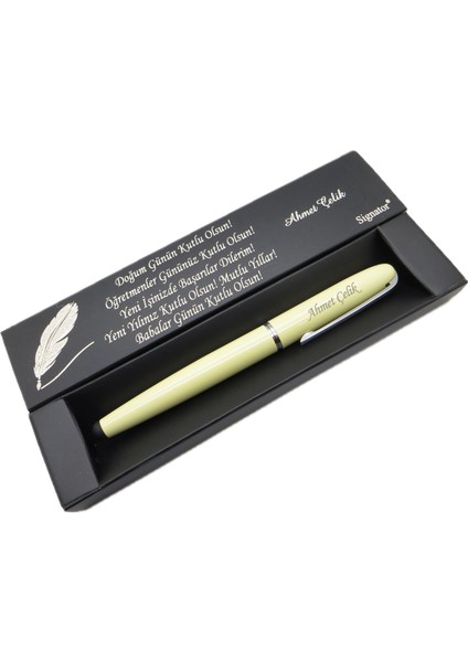 ® C577 Krem Krom Roller Kalem | Isme Özel Kalem | Hediyelik Kalem