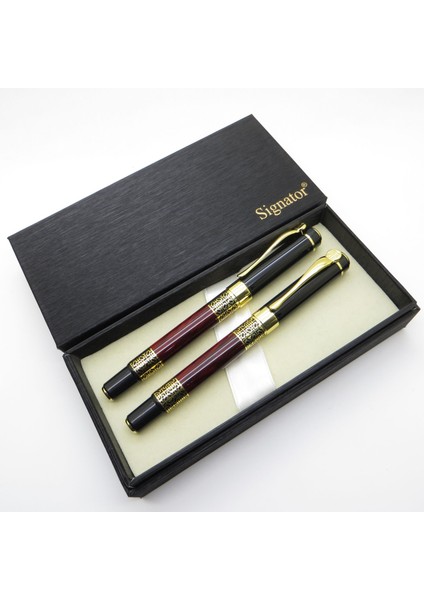 ® ST209 Sedefli Lake Gold Bordo Kalem Seti - Dolma Kalem + Roller Kalem | Isme Özel Kalem fırsatları