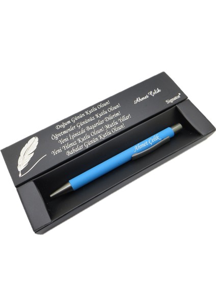 ® C424 Mavi Füme Tükenmez Kalem | Isme Özel Kalem | Hediyelik Kalem
