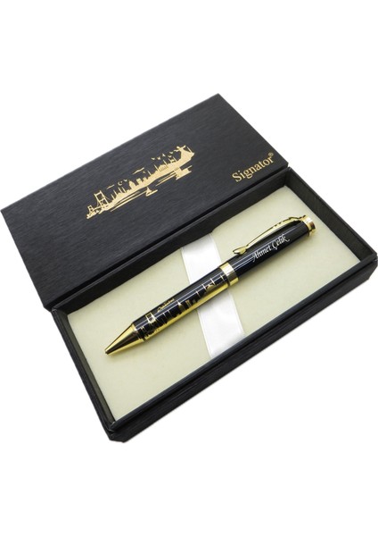 ® T649 Istanbul Silüeti Yaldızlı Tükenmez Kalem | Isme Özel Kalem | Hediyelik Kalem