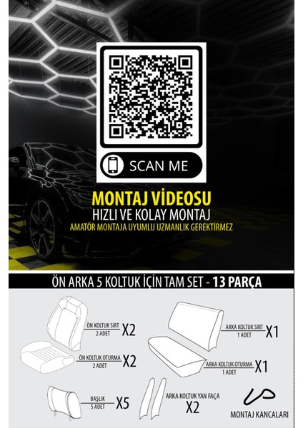 Opel Mokka x 1.4 Ecotec Turbo 120 Hp Start Stop 2019 Uyumlu Jakar Oto Koltuk Kılıfı Tam Set Siyah-Kırmızı