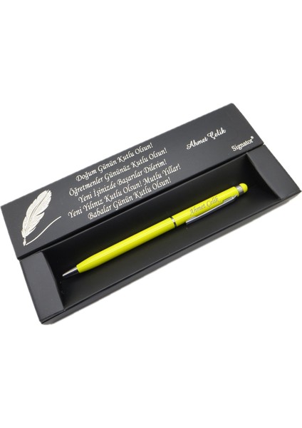 ® C510 Slim Papatya Krom Tükenmez Kalem | Isme Özel Kalem | Hediyelik Kalem