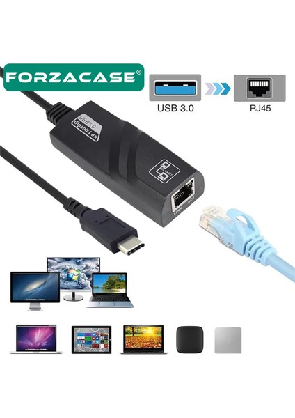 Notebook Macbook Için Type-C To RJ45 Gigabit Ethernet Adaptörü - FC824 modelleri