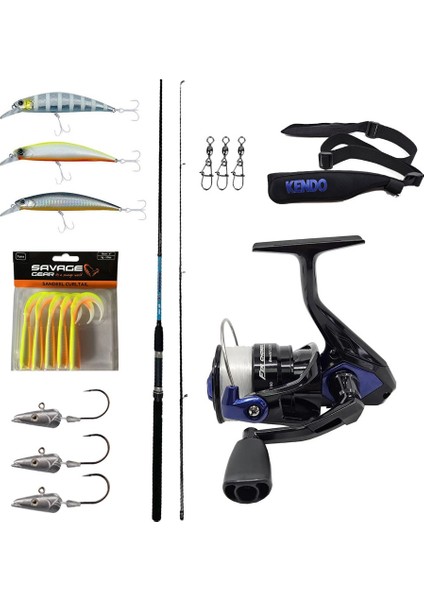 Okuma Levrek-Çipura Spin Olta Seti Okuma G-Power Spin 8' 240CM 15-40 gr 2 Parça Spin Kamışı&okuma Fin Chaser x FNX-40BL Blue 1bb Olta Makinesi