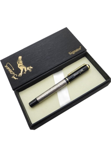 ® T655 Atatürk Silüeti ve Imzası Kabartmalı Roller Kalem | Isme Özel Kalem | Hediyelik Kalem