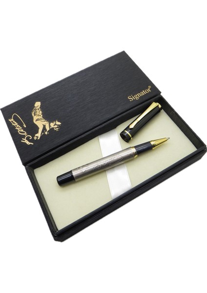 ® T655 Atatürk Silüeti ve Imzası Kabartmalı Roller Kalem | Isme Özel Kalem | Hediyelik Kalem