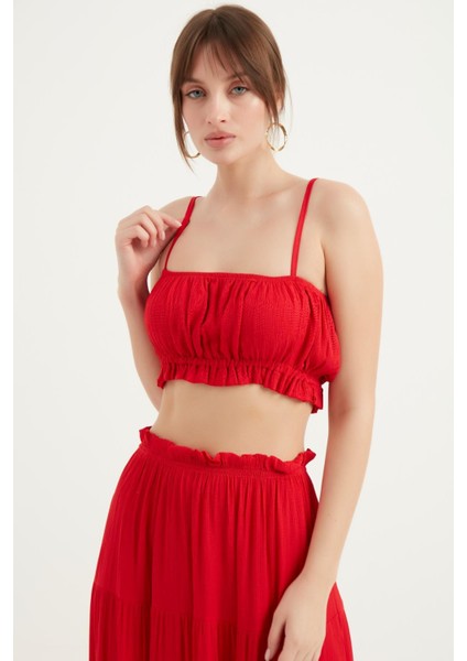 Ince Askılı Bürümcük Kumaş Büstiyer Kırmızı 2129 fırsatları