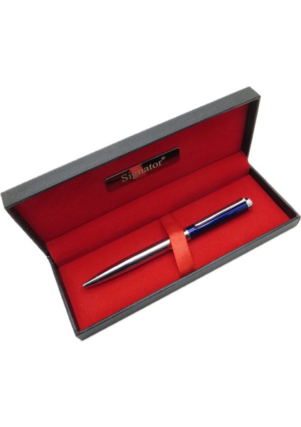 ® T586 Mavi Krom Tükenmez Kalem | Isme Özel Kalem | Hediyelik Kalem