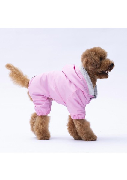 Pembe Kürklü Tulum Yağmurluk Küçük Irk Yağmurluk Köpek Kıyafeti Köpek Yağmurluğu