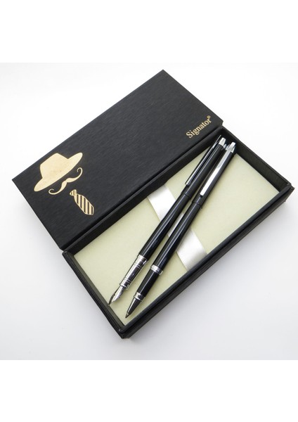 ® S348 Slim Siyah Krom Dolma Kalem + Roller Kalem | Isme Özel Kalem | Hediyelik Kalem fiyatları