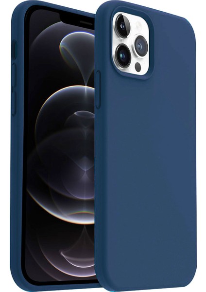 Apple iPhone 12 Pro Max Kılıf Lansman Premium Silinebilir Mavi Silikon